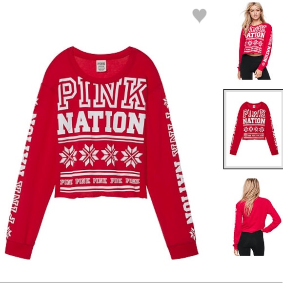 VS Pink Campus Long Sleeve Red Shirt M AUTHENTIC - Picture 6 of 6